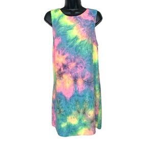 Peppermint Vibrant Tie-Dye Sleeveless Dress